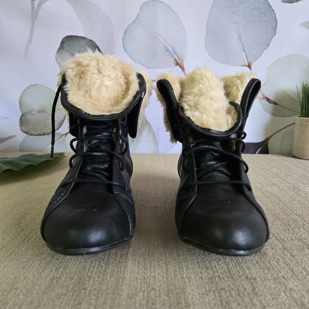 Z LONDON | Black Piper Up or Down Boots w/ Faux Fur Sz 8 - Picture 6 of 13